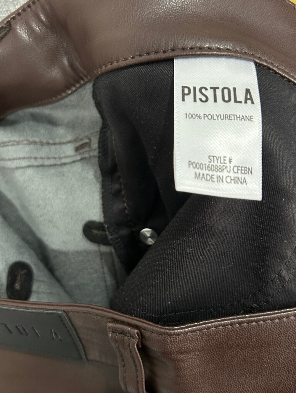 PISTOLA Lennon High Rise Cropped Bootcut Pant Vegan Faux Leather Size 26 Brown - Picture 5 of 5